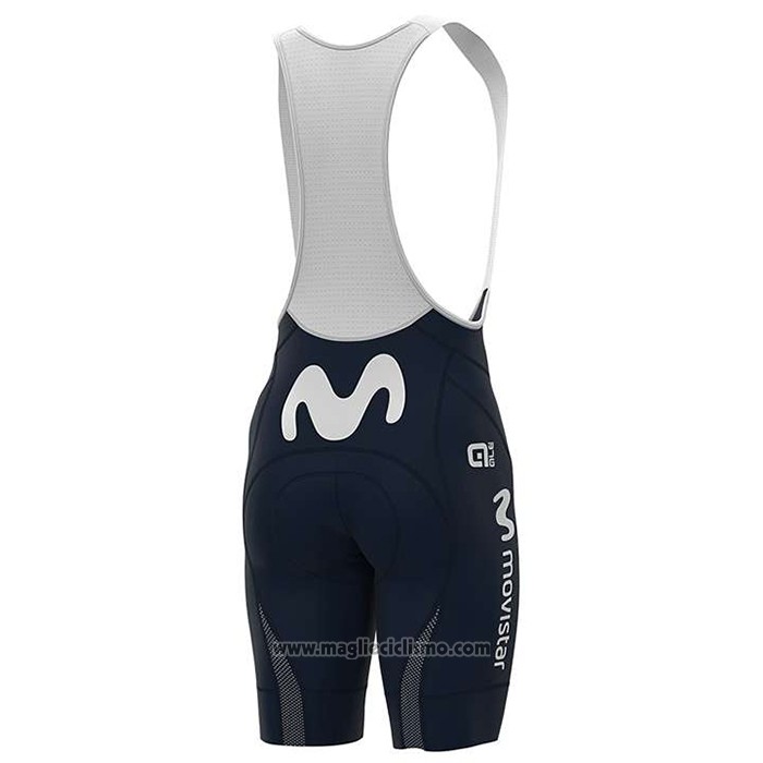 2020 Abbigliamento Ciclismo Movistar Bianco Blu Manica Corta e Salopette